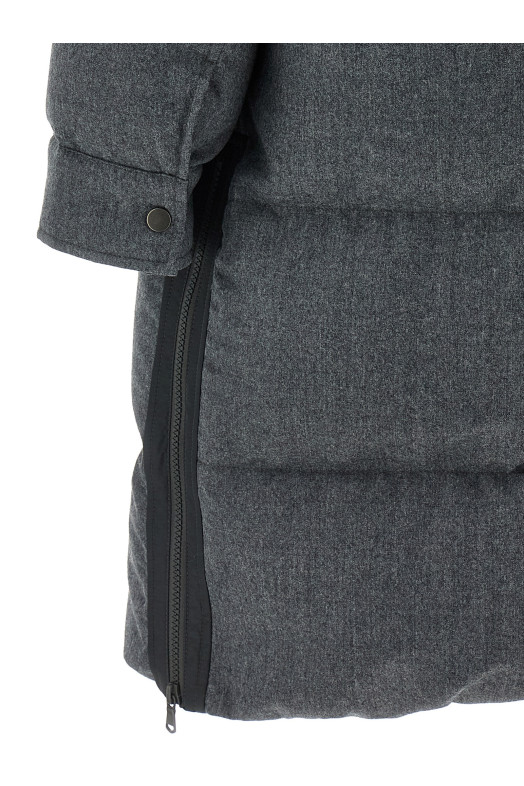 Длинная пуховая куртка «Shiny Zipper Pull» Серая MT2269787C003