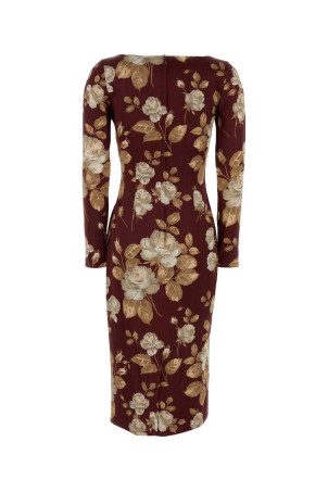 Сукня з еластичного атласу з принтом DOLCE & GABBANA (F6TYGTFSIB8) DOLCE & GABBANA