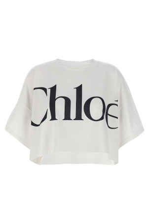 Футболка с логотипом Черно-серая CHLOÉ CH24AJH09183101 Футболка с логотипом Черно-серая CHLOÉ CH24AJH09183101