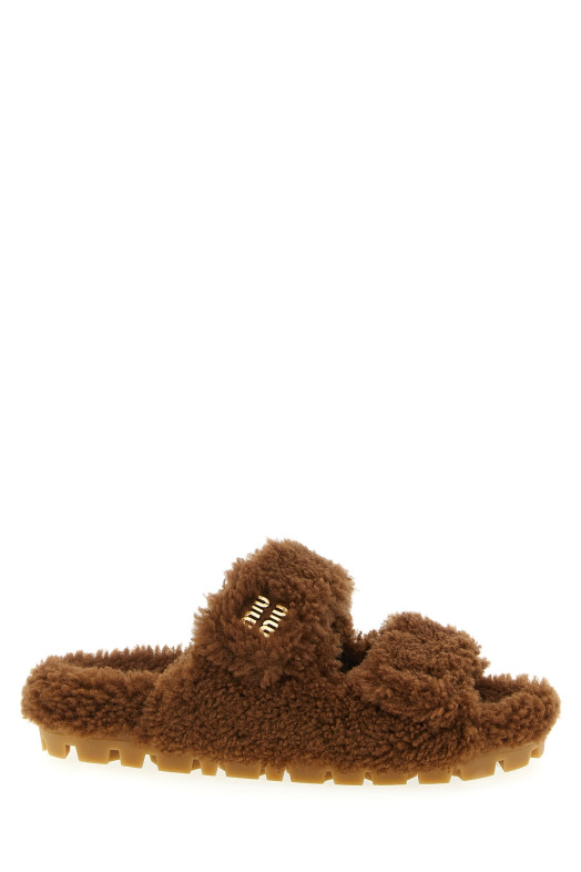 Shearling sandals Brown