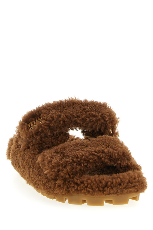 Shearling sandals Brown