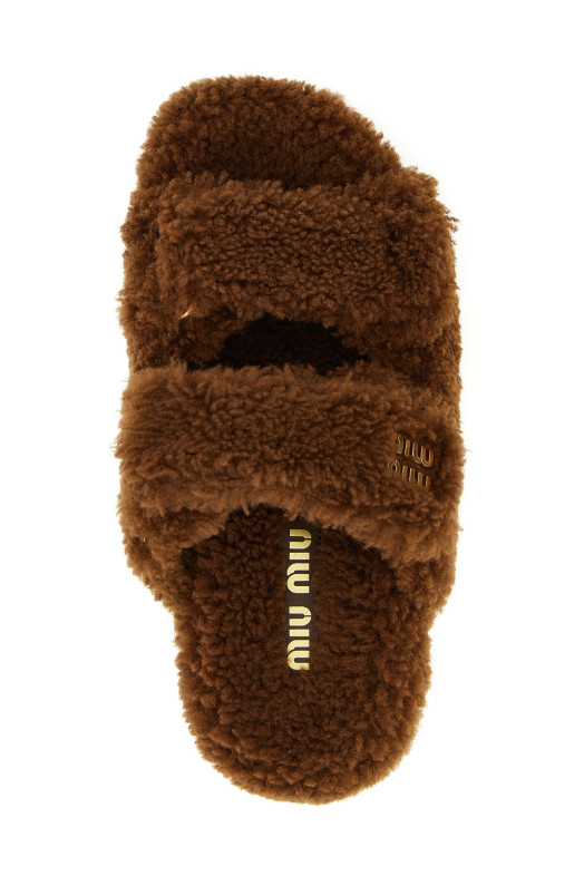 Shearling sandals Brown