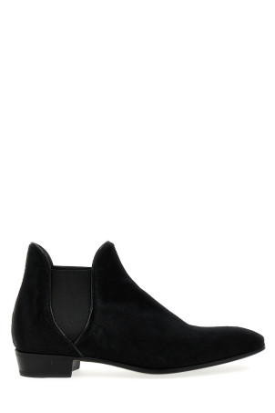 Calf hair ankle boots Black