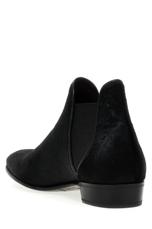 Calf hair ankle boots Black