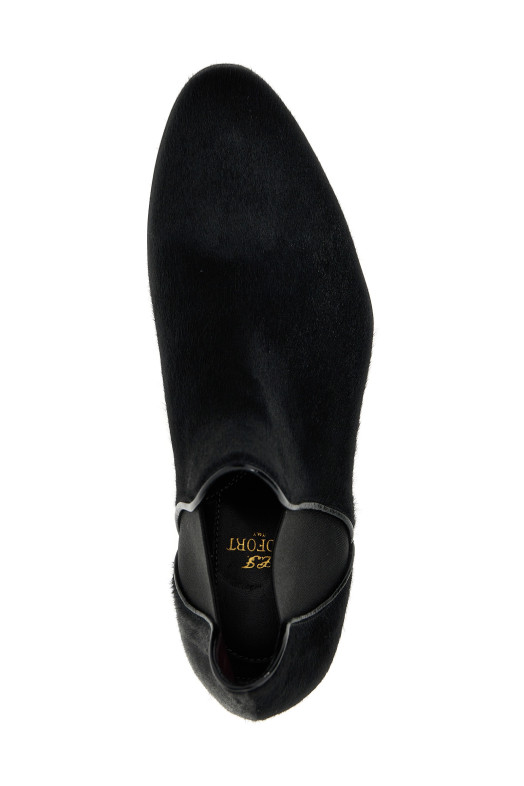 Calf hair ankle boots Black