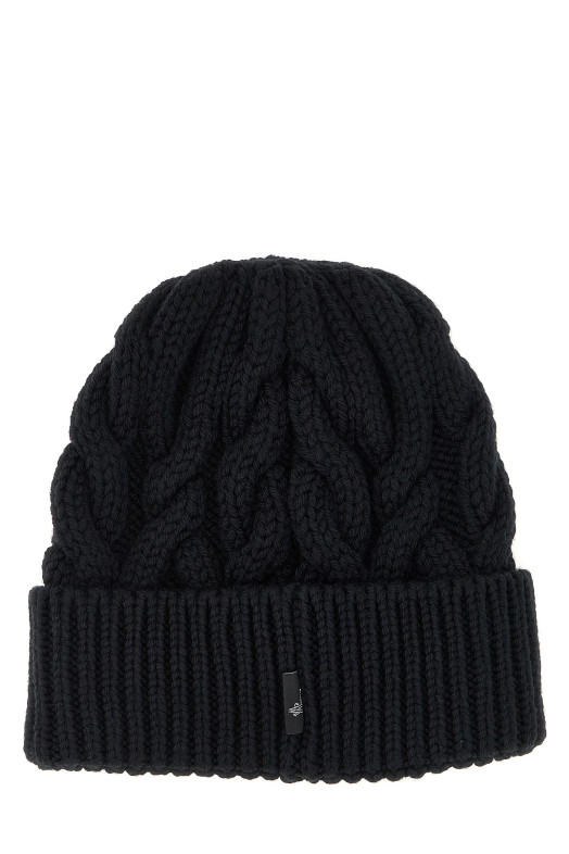 Плетена вовняна шапка Чорна MONCLER GRENOBLE K20983B00013M1172999 Плетена вовняна шапка Чорна MONCLER GRENOBLE K20983B00013M1172999