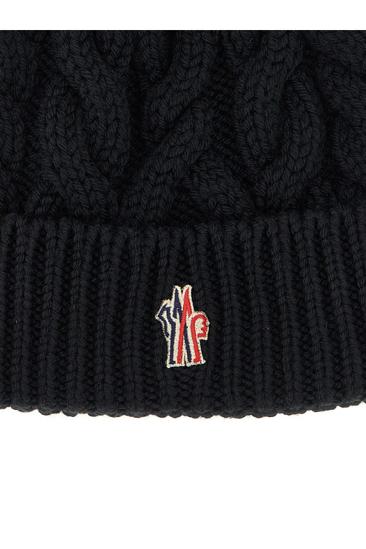 Плетена вовняна шапка Чорна MONCLER GRENOBLE K20983B00013M1172999 Плетена вовняна шапка Чорна MONCLER GRENOBLE K20983B00013M1172999