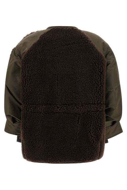 Куртка-бомбер из овчины Коричневая SACAI 2508239625 Куртка-бомбер из овчины Коричневая SACAI 2508239625