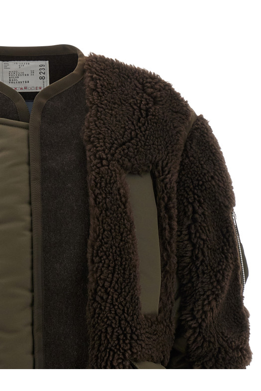 Куртка-бомбер из овчины Коричневая SACAI 2508239625 Куртка-бомбер из овчины Коричневая SACAI 2508239625