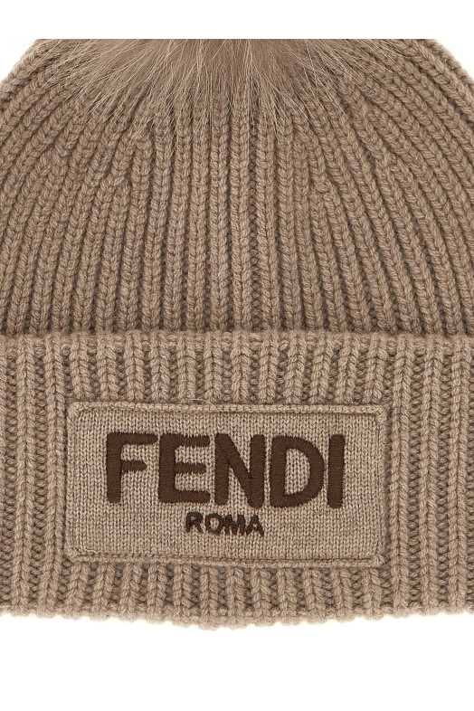 Шапка с помпоном, бежевая FENDI FXQ848AYKOF0QD3