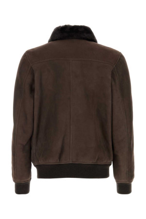 Dark brown suede Fiano jacket Brown MOORER (FIANOME)