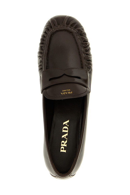 Мокасины с загнутыми носками, коричневые PRADA 1D175OF020007F0003