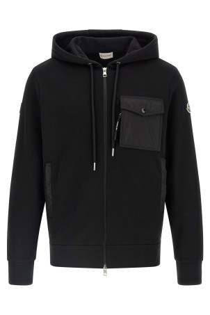 Худі з нейлоновою вставкою Чорний MONCLER K20918G0007289A8F999 Худі з нейлоновою вставкою Чорний MONCLER K20918G0007289A8F999