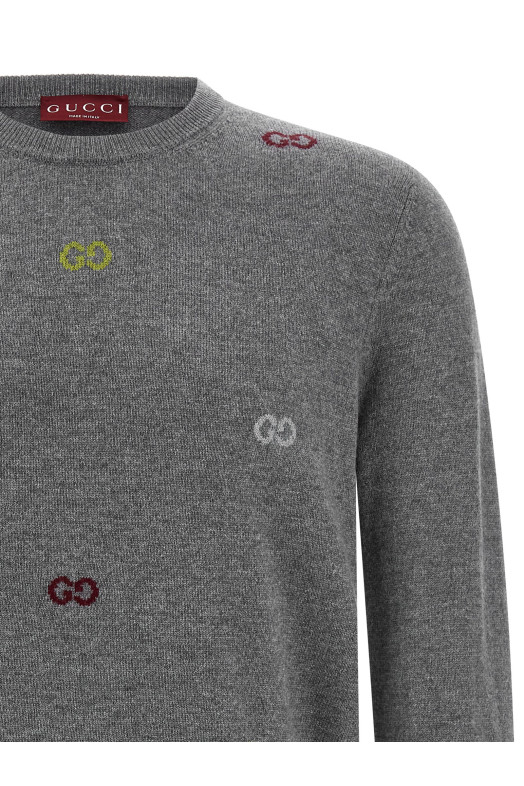 GG свитер с интарсией Серый GUCCI 833668XKEYH1015