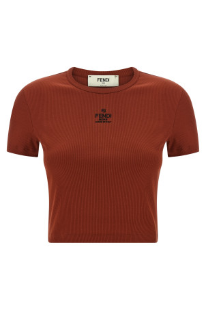 Logo embroidery top Brown