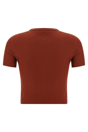 Logo embroidery top Brown