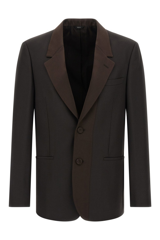 Crepe wool blazer Brown
