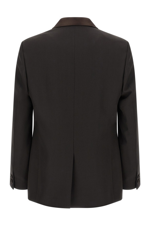 Crepe wool blazer Brown