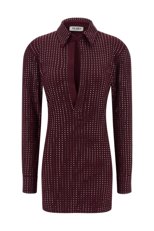 Rhinestone dress Bordeaux