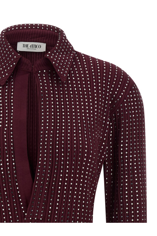 Rhinestone dress Bordeaux