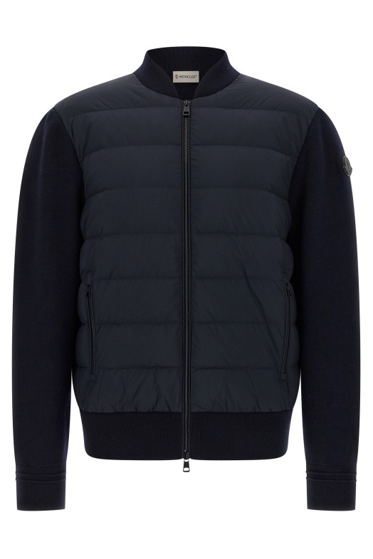 Двоматеріальний кардиган Синій MONCLER K20919B00015M1131776 Двоматеріальний кардиган Синій MONCLER K20919B00015M1131776