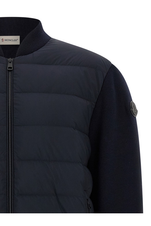 Двоматеріальний кардиган Синій MONCLER K20919B00015M1131776 Двоматеріальний кардиган Синій MONCLER K20919B00015M1131776