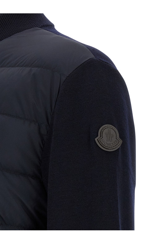 Двоматеріальний кардиган Синій MONCLER K20919B00015M1131776 Двоматеріальний кардиган Синій MONCLER K20919B00015M1131776