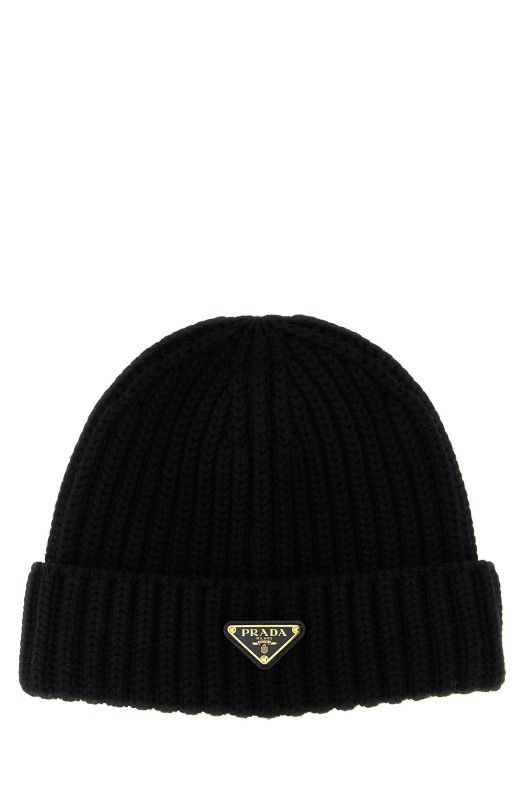 Шапка с логотипом в форме треугольника, черная PRADA 1HC3902DZLF0002