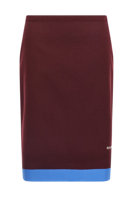 Двошарова спідниця бордо MIU MIU MG2331SOOO17HJF041F