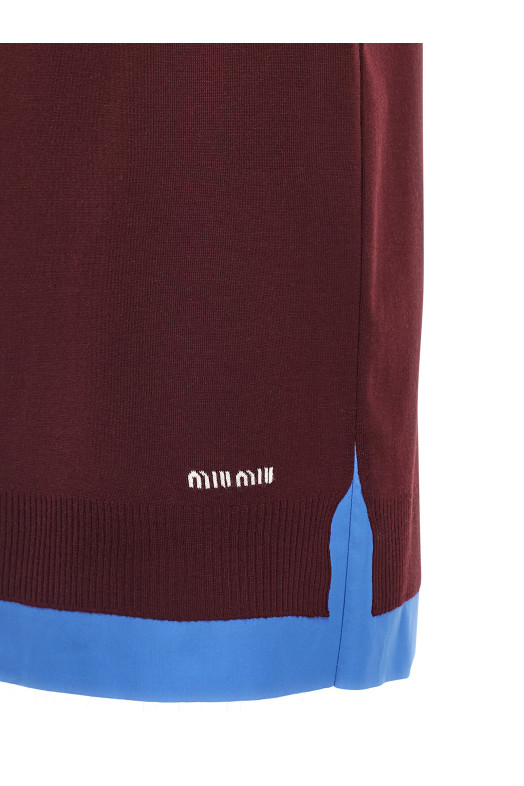 Двошарова спідниця бордо MIU MIU MG2331SOOO17HJF041F