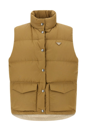 Трикутний логотип на бежевому жилеті PRADA 29A286SOOO13GPF0594