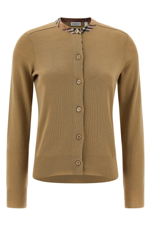 Кардиган з вставкою Check Бежевий BURBERRY 8112164FLAX Кардиган з вставкою Check Бежевий BURBERRY 8112164FLAX