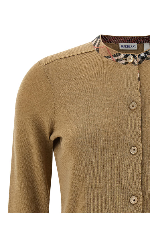 Кардиган з вставкою Check Бежевий BURBERRY 8112164FLAX Кардиган з вставкою Check Бежевий BURBERRY 8112164FLAX