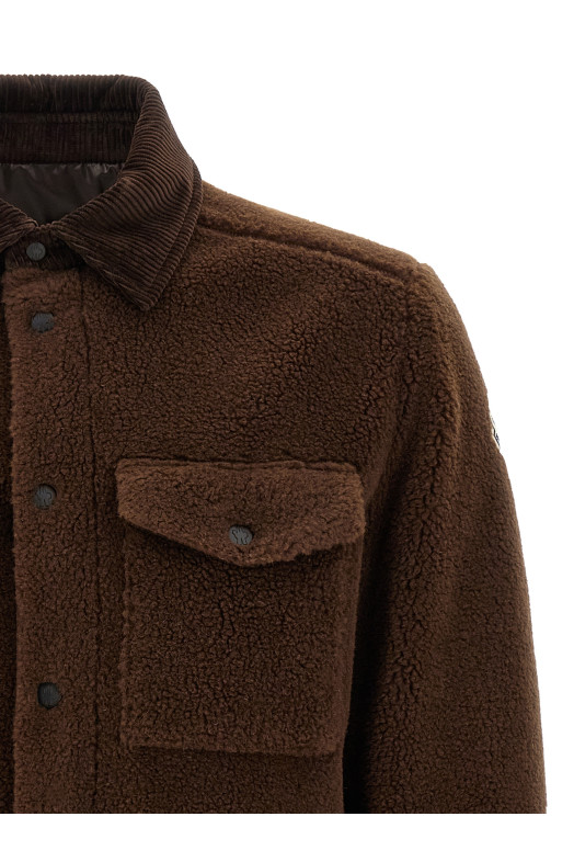 Куртка с эффектом плюшевого мишки, коричневая MONCLER K20912F00025809BY256 Куртка с эффектом плюшевого мишки, коричневая MONCLER K20912F00025809BY256