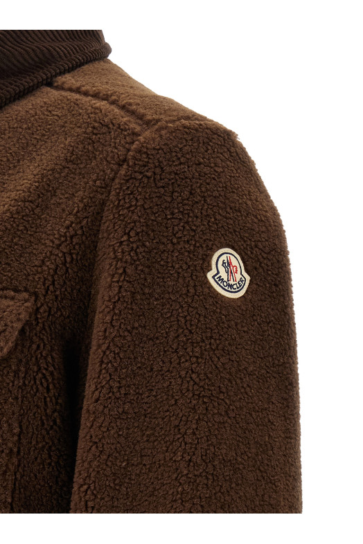 Куртка с эффектом плюшевого мишки, коричневая MONCLER K20912F00025809BY256 Куртка с эффектом плюшевого мишки, коричневая MONCLER K20912F00025809BY256