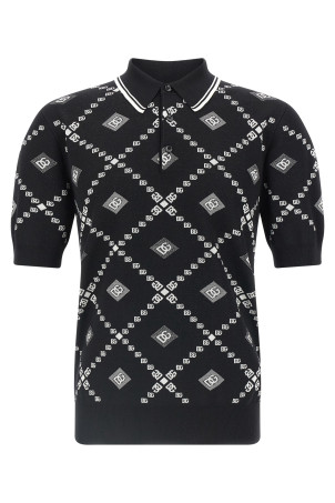 Вязаная рубашка-поло Черно-серая DOLCE & GABBANA GXZ02TJGMA7HH8TA