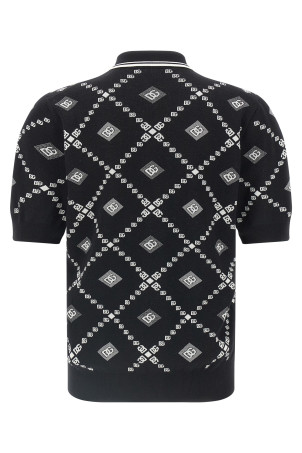 Вязаная рубашка-поло Черно-серая DOLCE & GABBANA GXZ02TJGMA7HH8TA