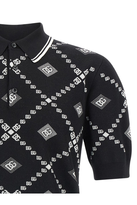 Вязаная рубашка-поло Черно-серая DOLCE & GABBANA GXZ02TJGMA7HH8TA