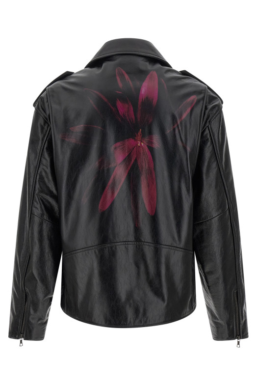 Кожаная байкерская куртка Черная DRIES VAN NOTEN 2520218032370900 Кожаная байкерская куртка Черная DRIES VAN NOTEN 2520218032370900