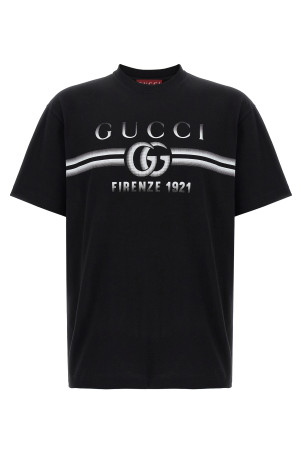 Футболка с принтом Gucci Черно-серая 785345XJGKJ1070 Футболка с принтом Gucci Черно-серая 785345XJGKJ1070