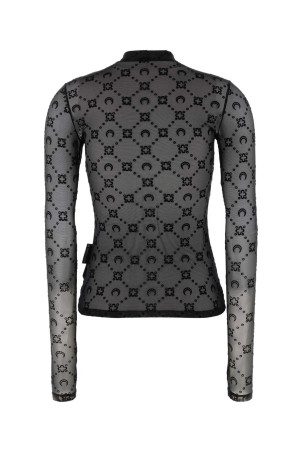 Black stretch mesh top MARINE SERRE (WTO388ACJER0005)