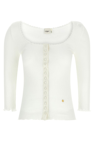 Mini ruffled cardigan White Mini ruffled cardigan White