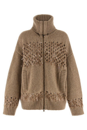 Drop sequin cardigan Beige