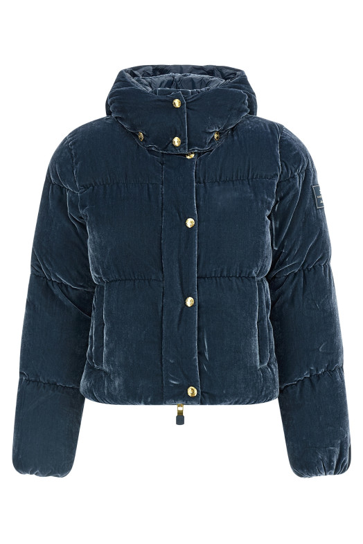 Бархатная пуховая куртка Синяя ELISABETTA FRANCHI PI82D56E2EA8 Бархатная пуховая куртка Синяя ELISABETTA FRANCHI PI82D56E2EA8