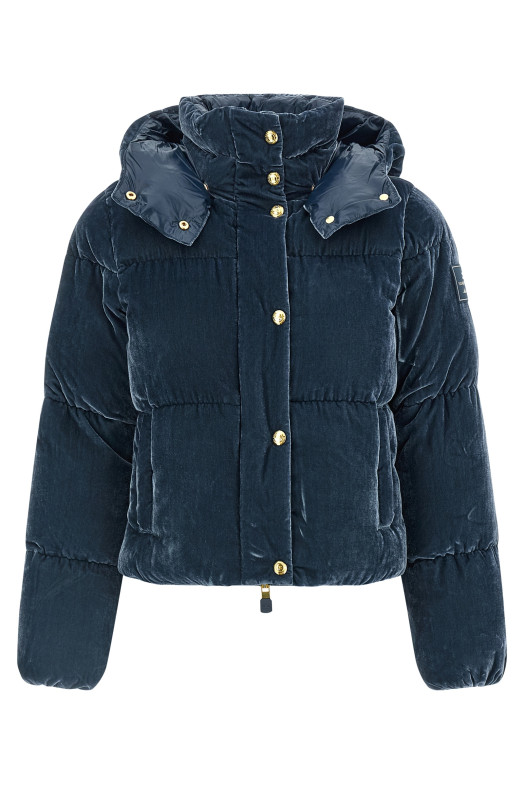 Бархатная пуховая куртка Синяя ELISABETTA FRANCHI PI82D56E2EA8 Бархатная пуховая куртка Синяя ELISABETTA FRANCHI PI82D56E2EA8