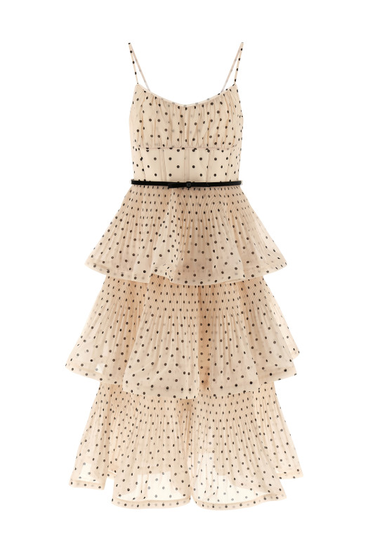 'Pleated Tiered Midi' dress Beige 'Pleated Tiered Midi' dress Beige