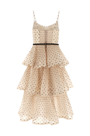 'Pleated Tiered Midi' dress Beige 'Pleated Tiered Midi' dress Beige