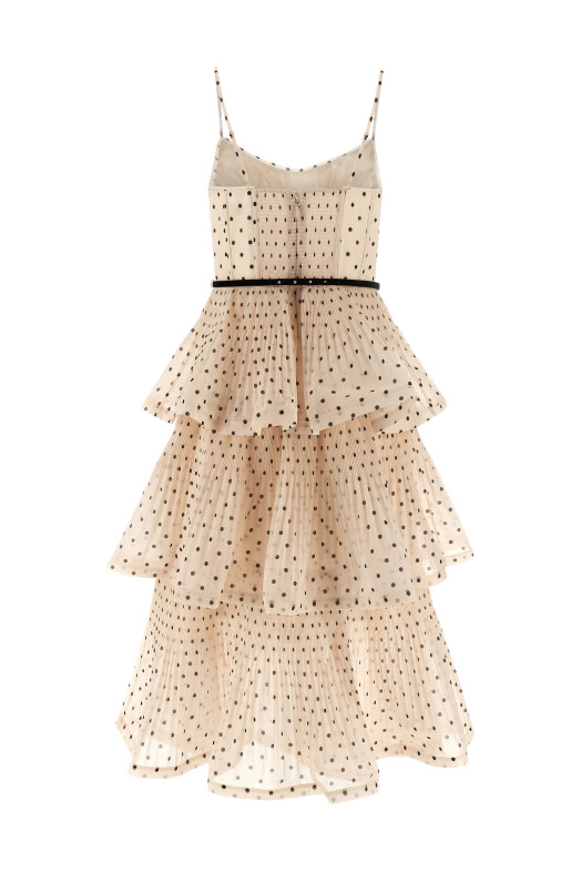 'Pleated Tiered Midi' dress Beige 'Pleated Tiered Midi' dress Beige