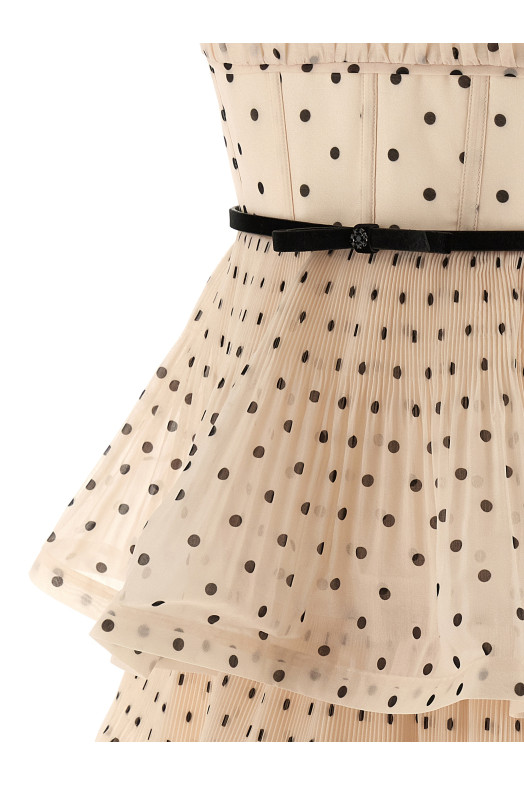 'Pleated Tiered Midi' dress Beige 'Pleated Tiered Midi' dress Beige