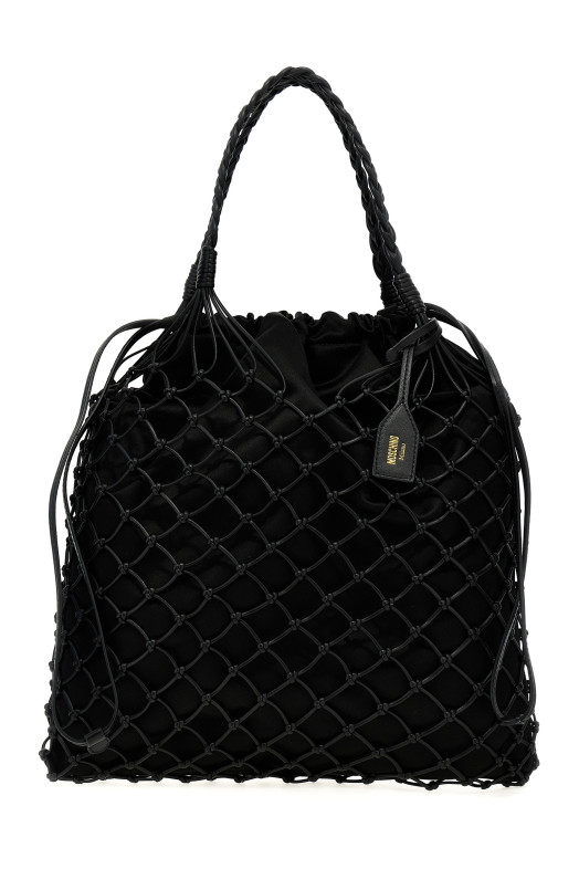 Ткана сумка для покупок з натуральної шкіри Наппа Чорна MOSCHINO A730380022555 Ткана сумка для покупок з натуральної шкіри Наппа Чорна MOSCHINO A730380022555